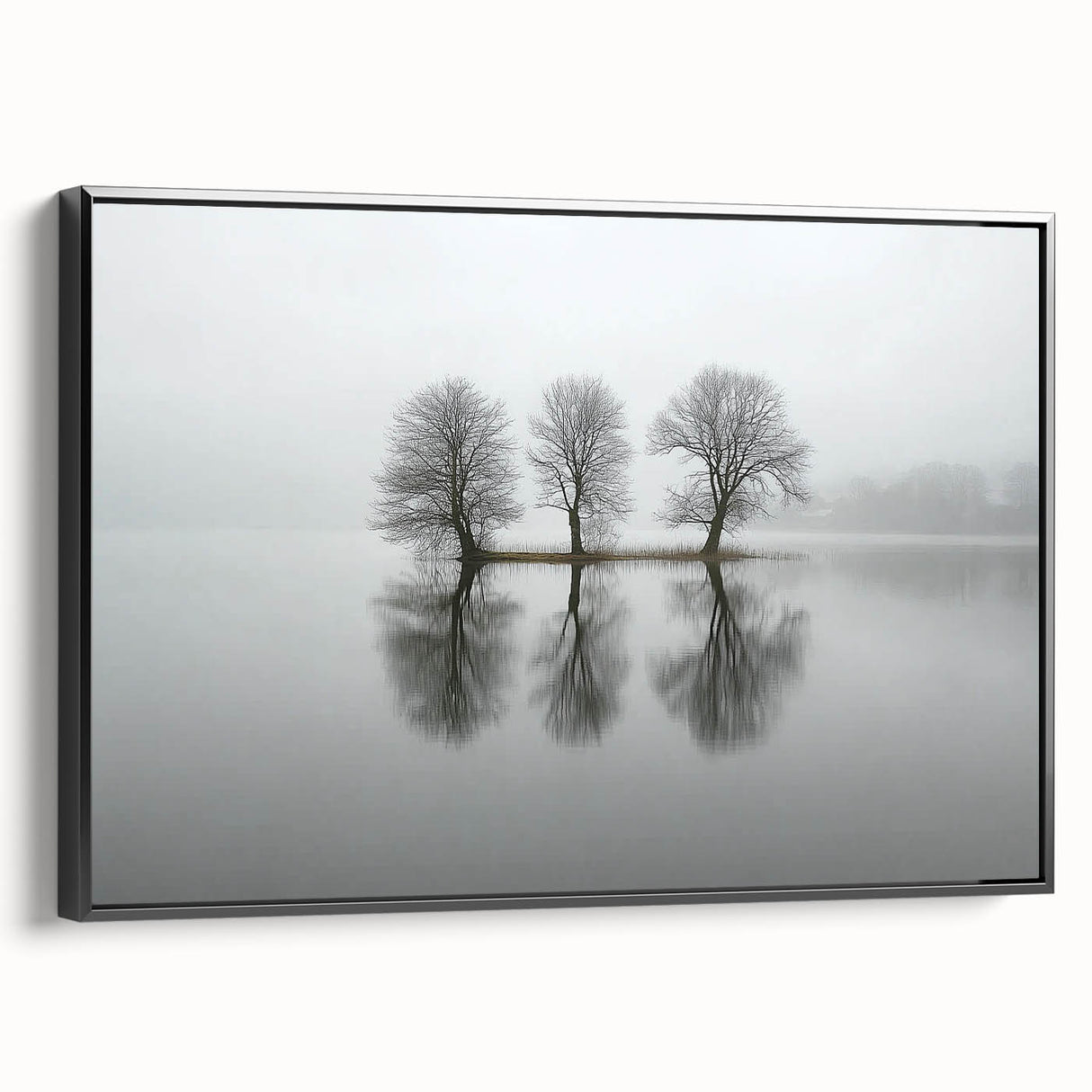 Framed abstract landscape canvas art showcasing a serene blend of earthy tones, set in a sleek black frame, perfect for modern home decor.
