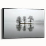 Framed abstract landscape canvas art showcasing a serene blend of earthy tones, set in a sleek black frame, perfect for modern home decor.