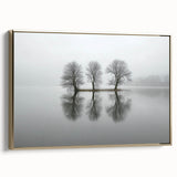 Framed abstract landscape canvas art in gold frame, showcasing serene hues and dynamic textures, perfect for modern home decor or office space enhancement.