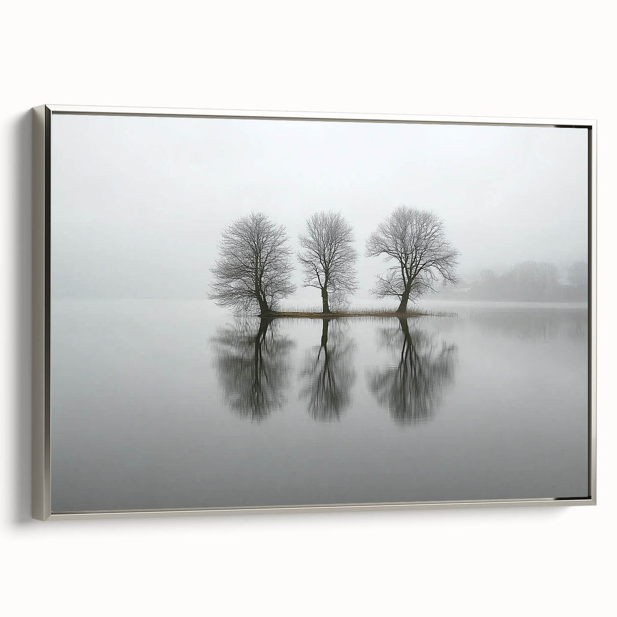 Framed abstract landscape canvas art with a silver frame, showcasing vibrant colors and dynamic shapes, perfect for modern home decor or office settings.