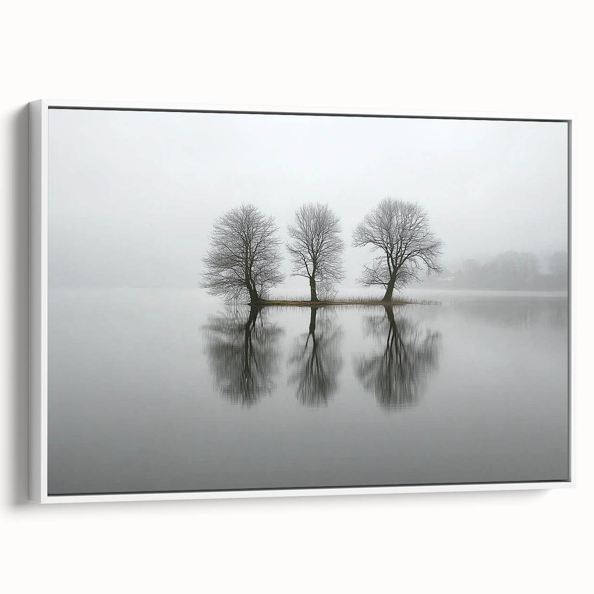 Framed abstract landscape canvas artwork in a white frame, showcasing vibrant colors and dynamic shapes, perfect for modern home decor or office spaces.