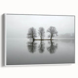 Framed abstract landscape canvas artwork in a white frame, showcasing vibrant colors and dynamic shapes, perfect for modern home decor or office spaces.