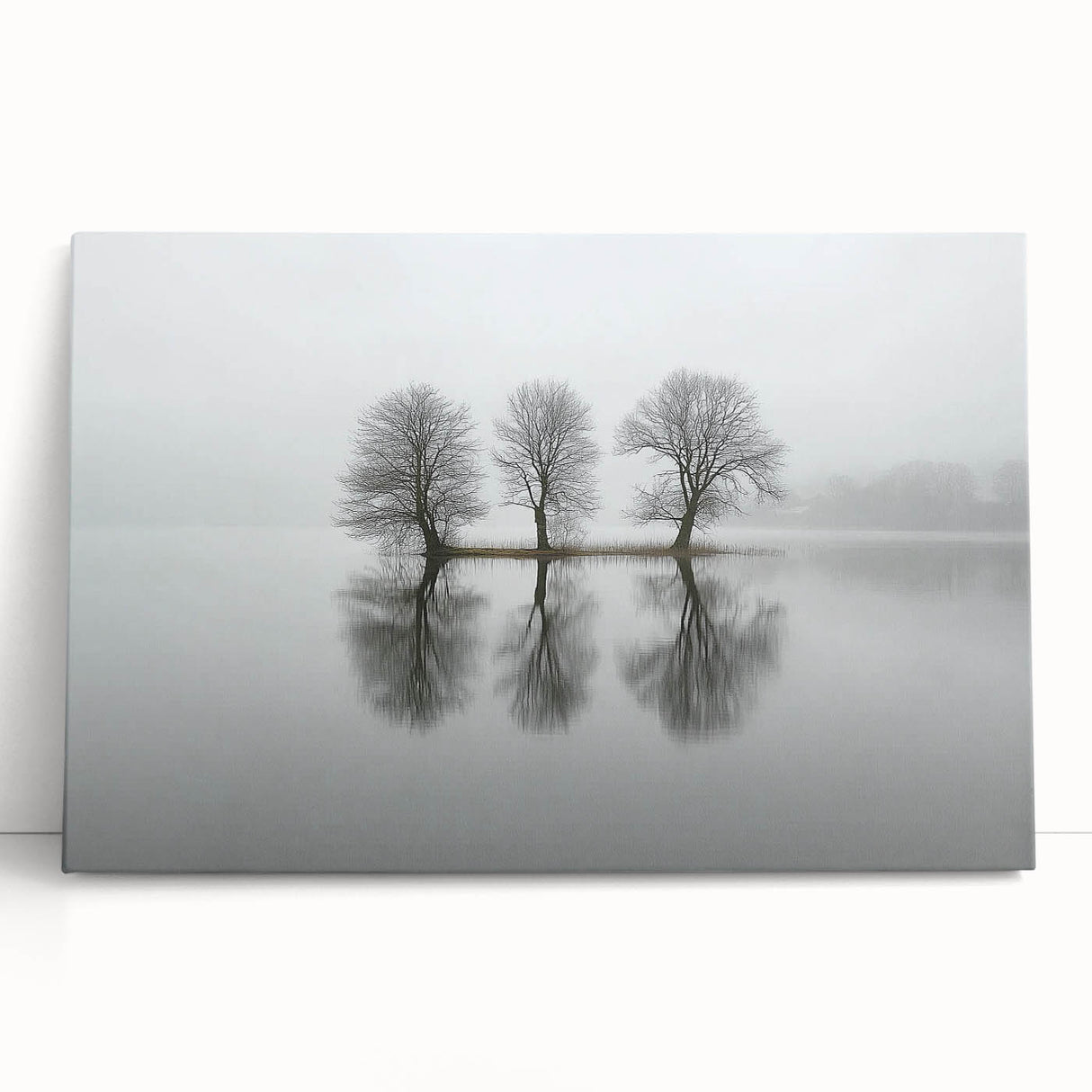 Abstract landscape stretched canvas artwork featuring vibrant colors and dynamic shapes, leaning against a neutral wall, perfect for modern home decor.