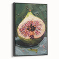 Black and white vintage poster art on framed canvas, depicting a landscape of assorted fruits, ideal for bedroom wall decor.