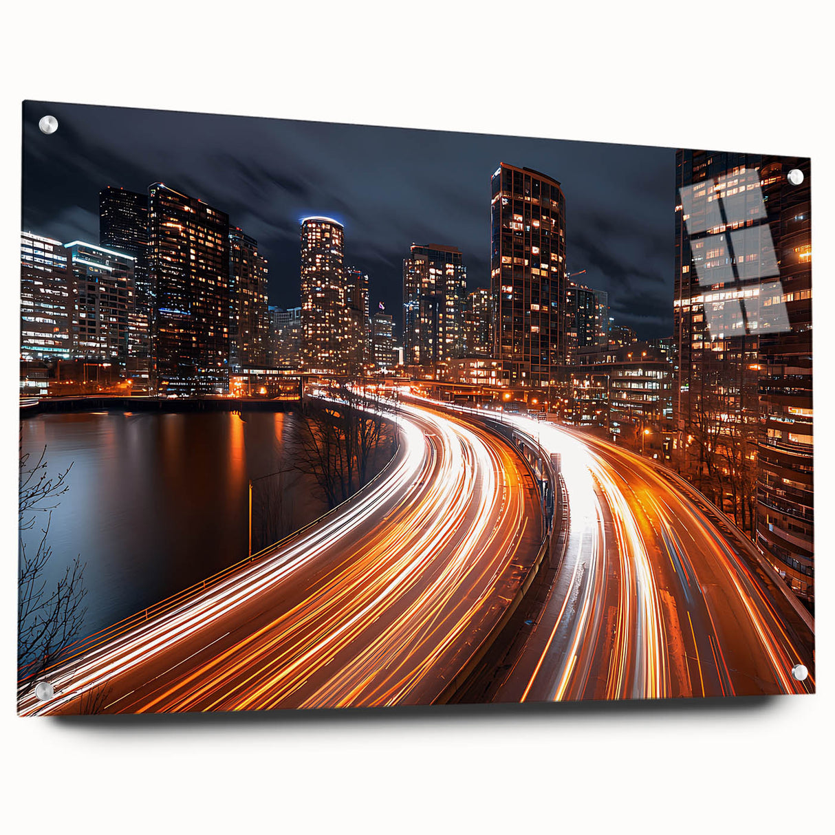 Urban City Light Trails Wall Art – Abstract Night Motion Photography