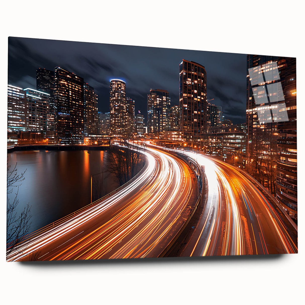 Urban City Light Trails Wall Art – Abstract Night Motion Photography
