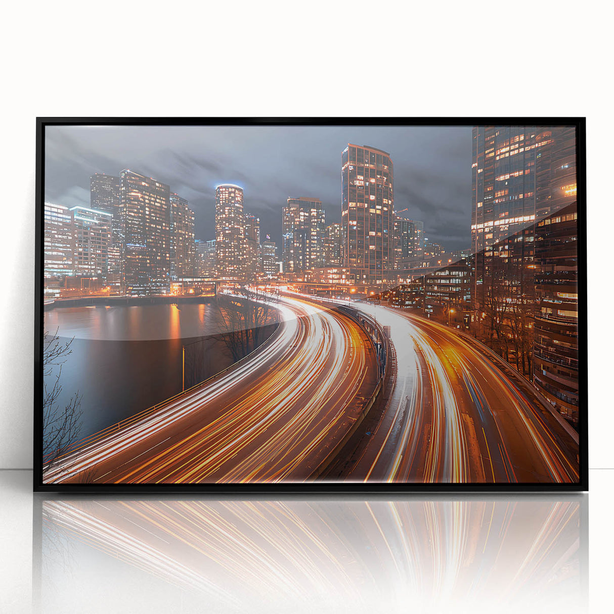 Urban City Light Trails Wall Art – Abstract Night Motion Photography
