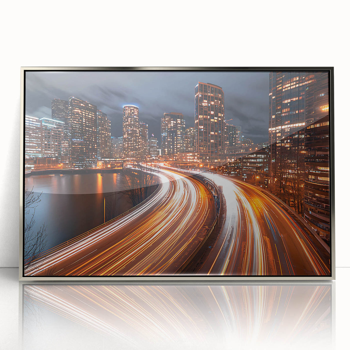 Urban City Light Trails Wall Art – Abstract Night Motion Photography