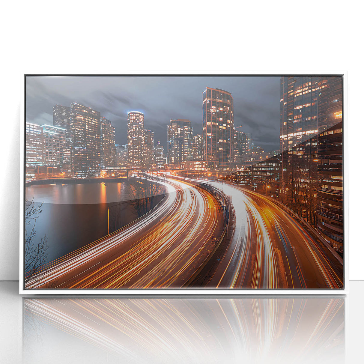 Urban City Light Trails Wall Art – Abstract Night Motion Photography