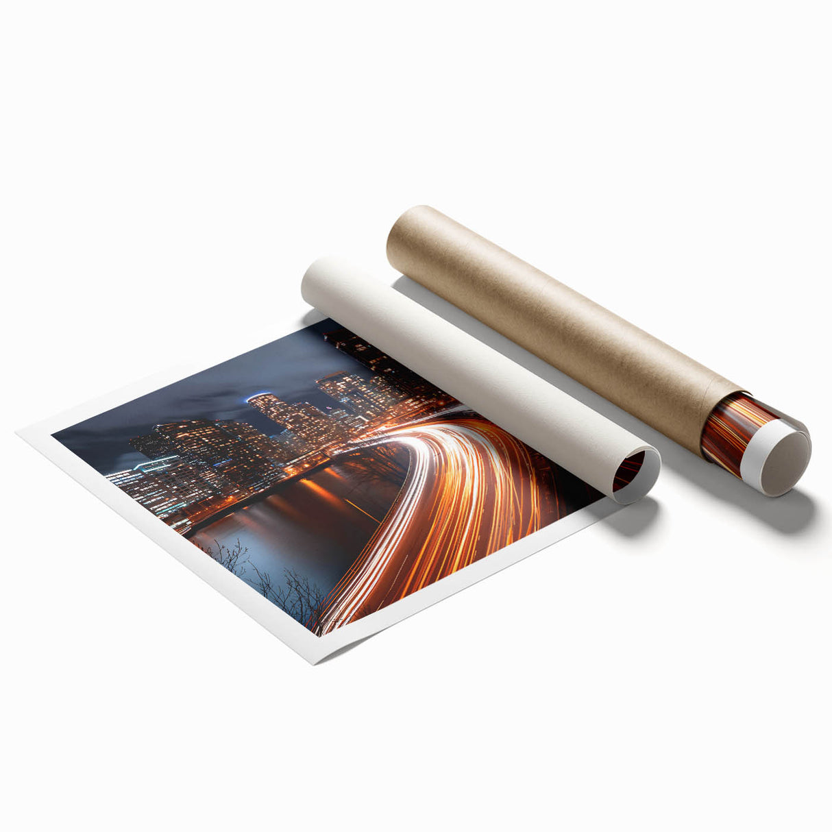 Urban City Light Trails Wall Art – Abstract Night Motion Photography