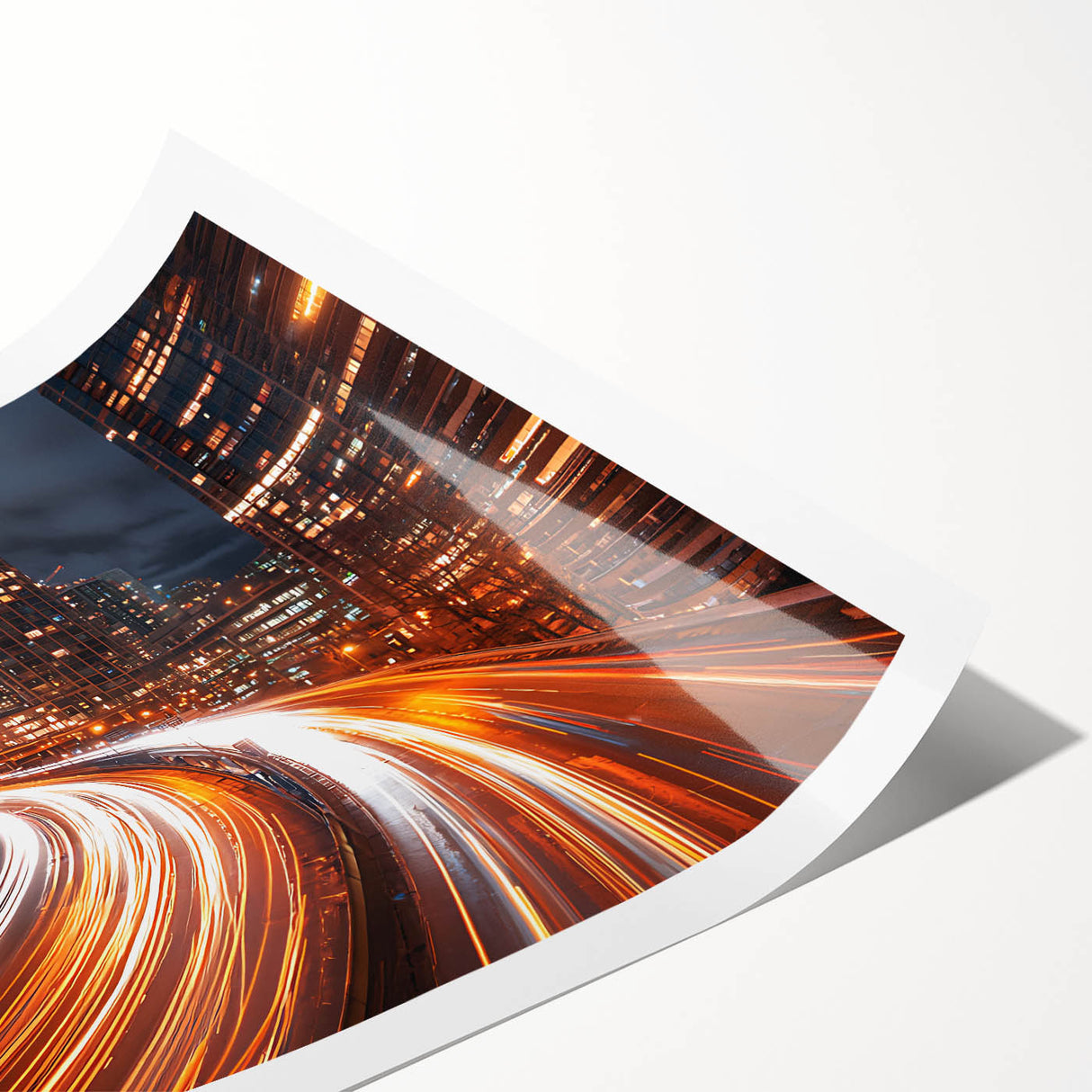 Urban City Light Trails Wall Art – Abstract Night Motion Photography