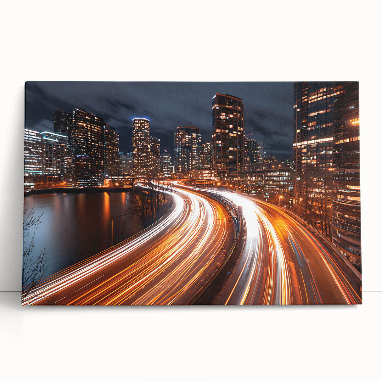 Urban City Light Trails Wall Art – Abstract Night Motion Photography