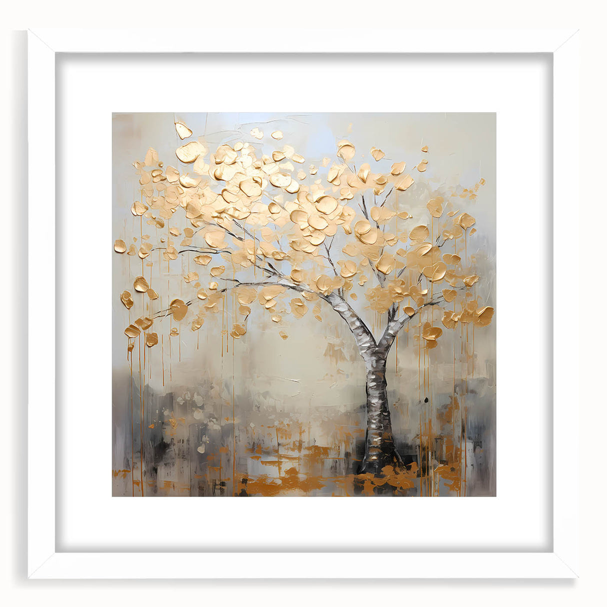 Elegant Dining Room Wall Art – Gold Tree Canvas Print