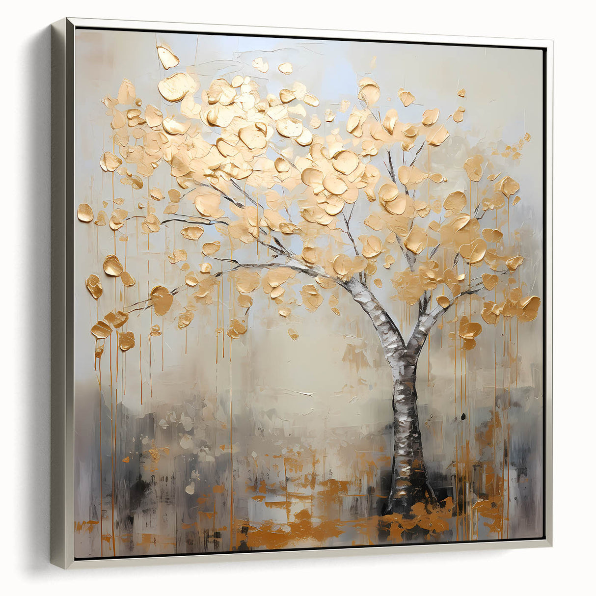 Elegant Dining Room Wall Art – Gold Tree Canvas Print