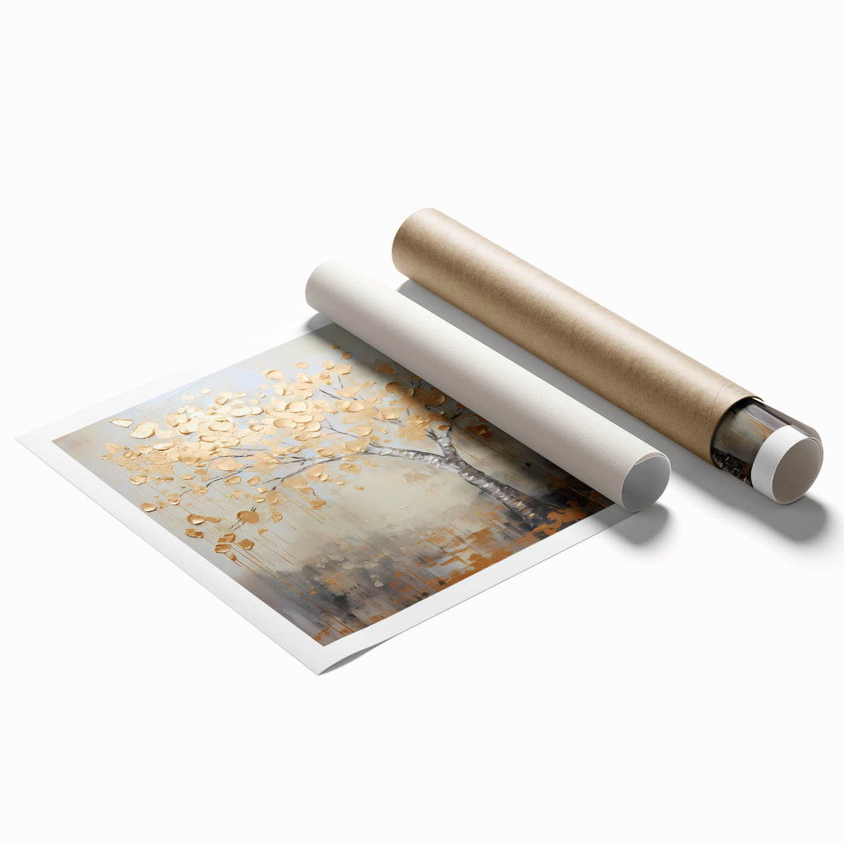 Elegant Dining Room Wall Art – Gold Tree Canvas Print