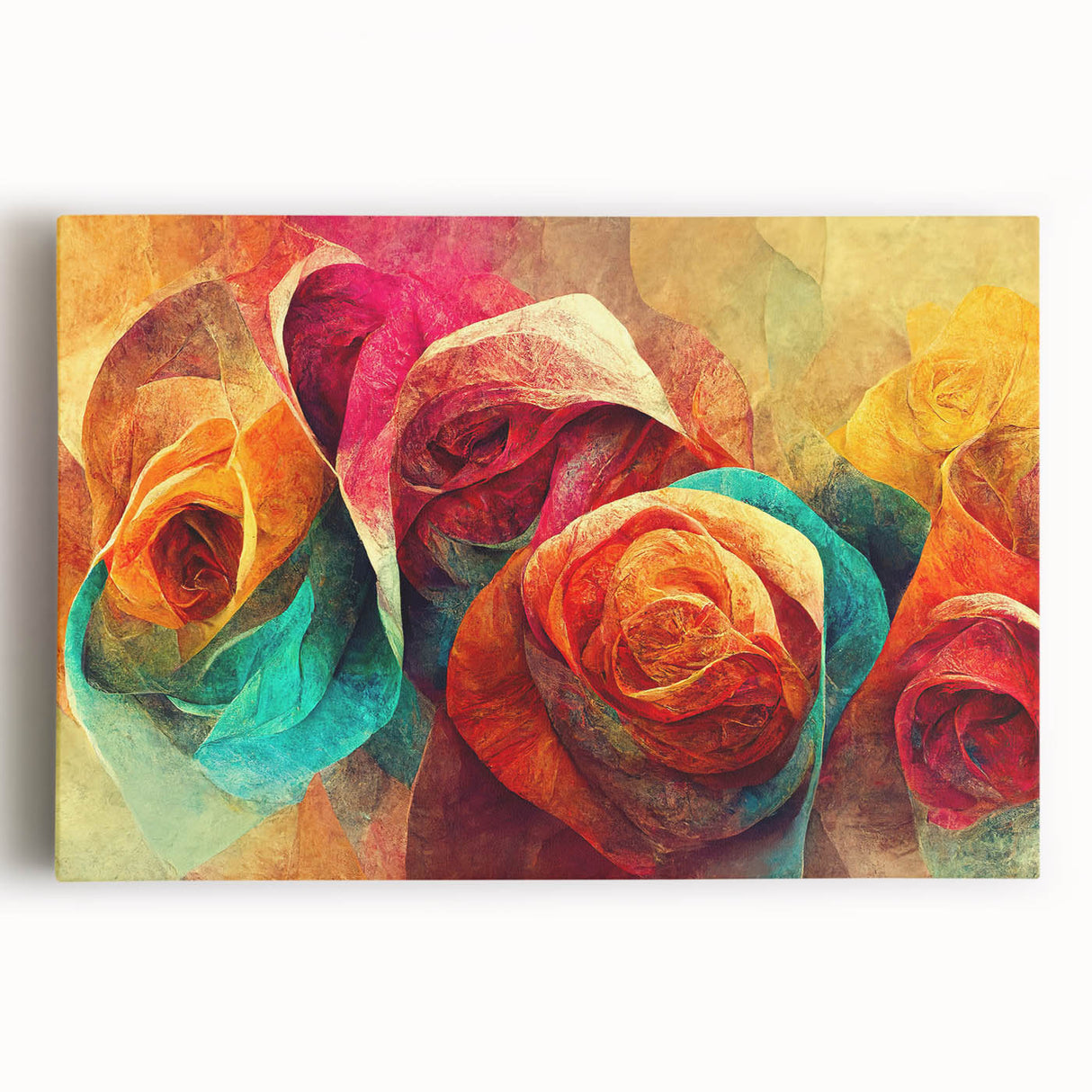 Vibrant Abstract Roses – Modern Multicolor Wall Art for Living Room