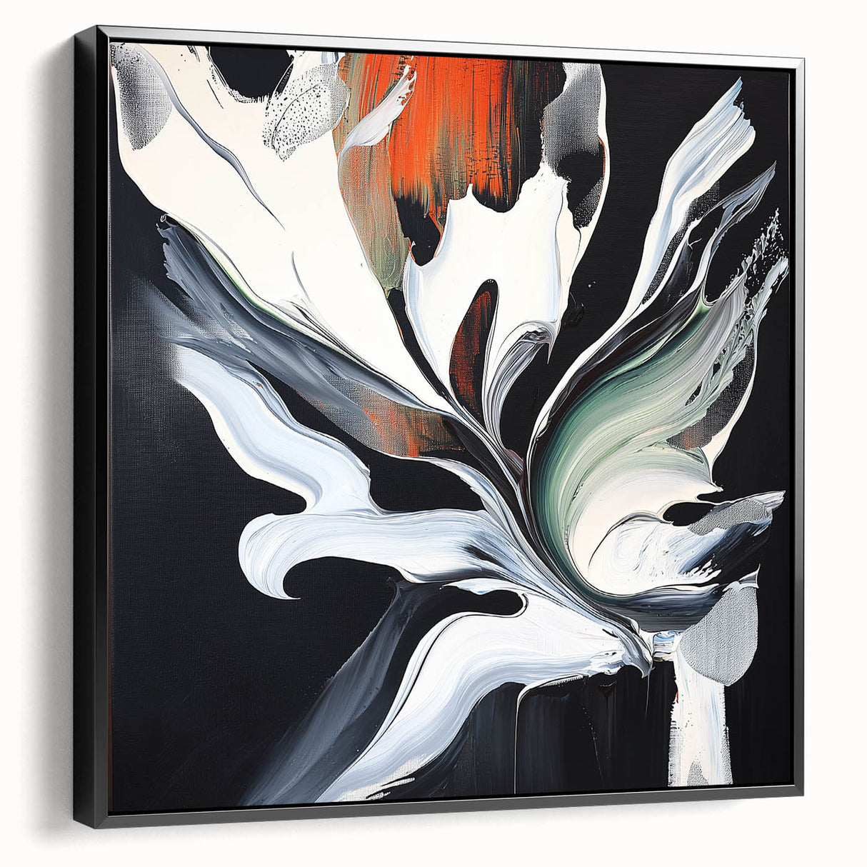 Abstract Office Wall Art - Black, White & Orange Modern Decor