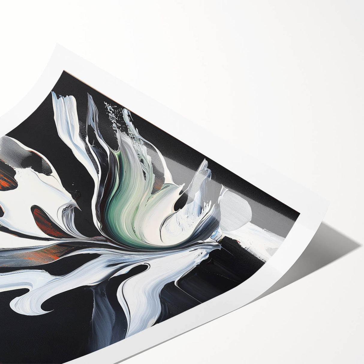 Abstract Office Wall Art - Black, White & Orange Modern Decor