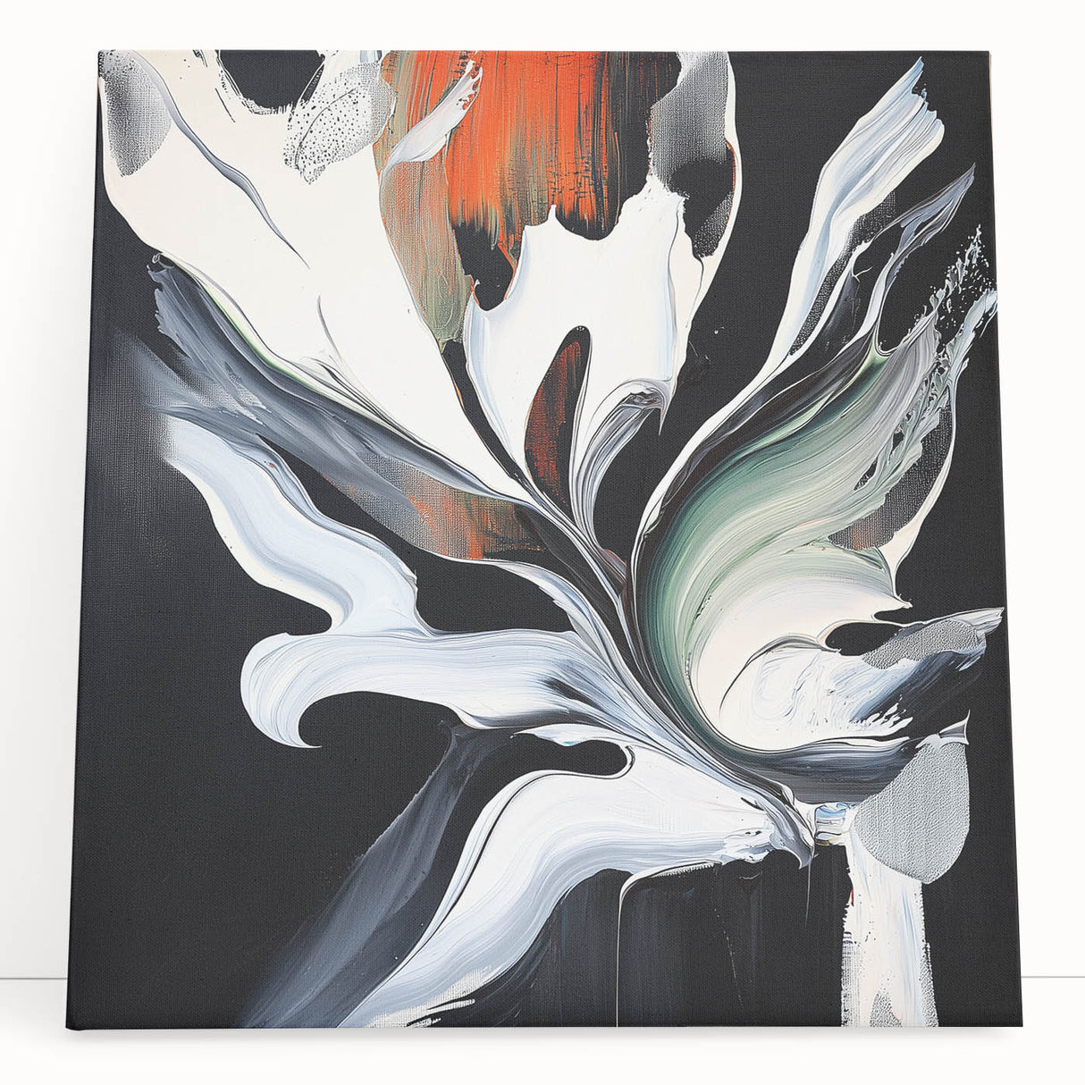 Abstract Office Wall Art - Black, White & Orange Modern Decor