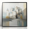Framed abstract architecture wall art in black acrylic, showcasing geometric shapes and modern design aesthetics. Ideal for contemporary interior decor, this artwork enhances any living space with its sleek, minimalistic appeal.