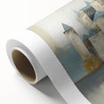 Abstract architectural wall art on rolled canvas, showcasing geometric shapes in vibrant colors, elegantly packaged in a protective cardboard tube. Perfect for modern home decor.