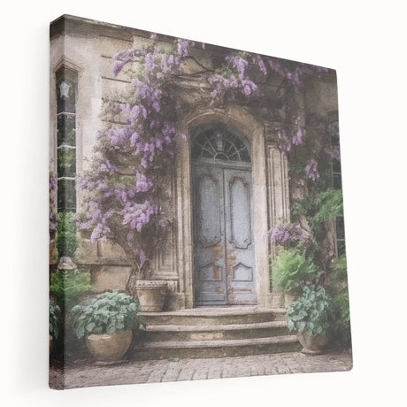 Large canvas print of a French door architecture design in muted earth tones, suitable for kitchen wall art.