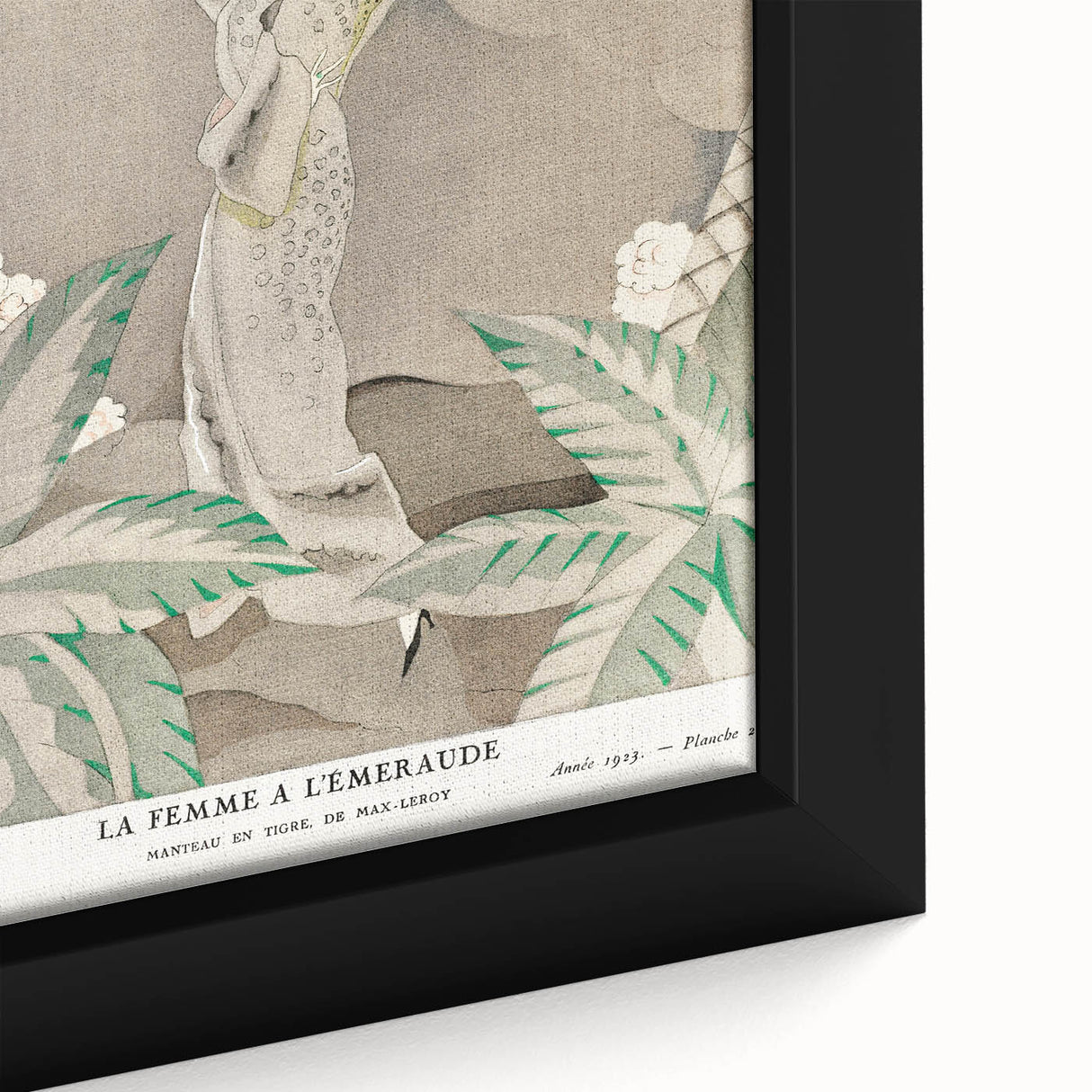 Elegant Art Deco Wall Art – 1920s Fashion Illustration with Emerald Tones