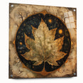 Acrylic glass wall art showcasing a vibrant floral and botanical design with green leaves, displayed in a side view with mounting pins, perfect for home decor.
