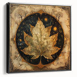 Framed canvas wall art showcasing an elegant floral and botanical design with vibrant colors, presented in a sleek black frame, ideal for home decor.