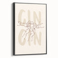Framed canvas featuring a black and white vintage poster of a landscape, ideal for bedroom wall decor.