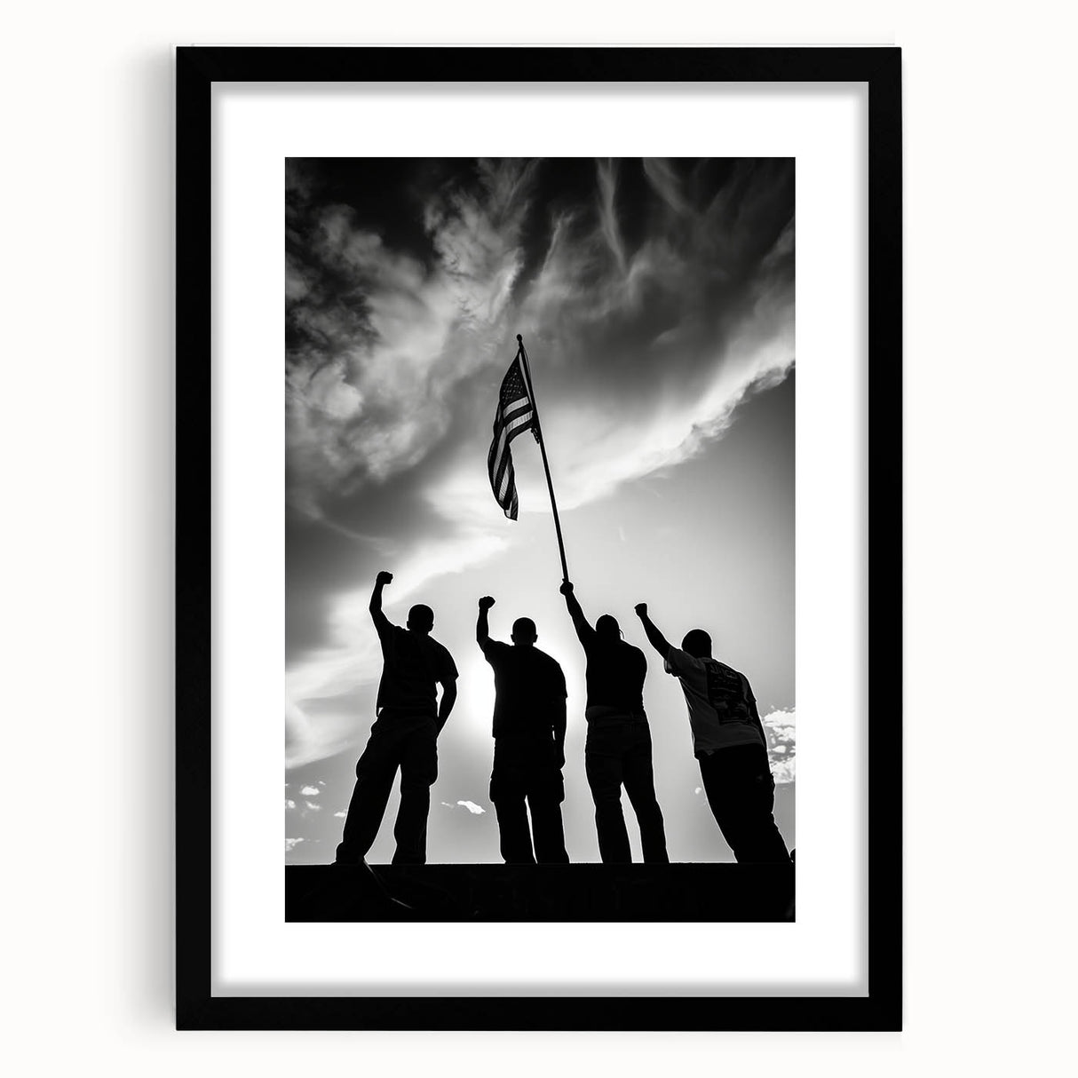 Patriotic Silhouettes & USA Flag - Independence Day Wall Art