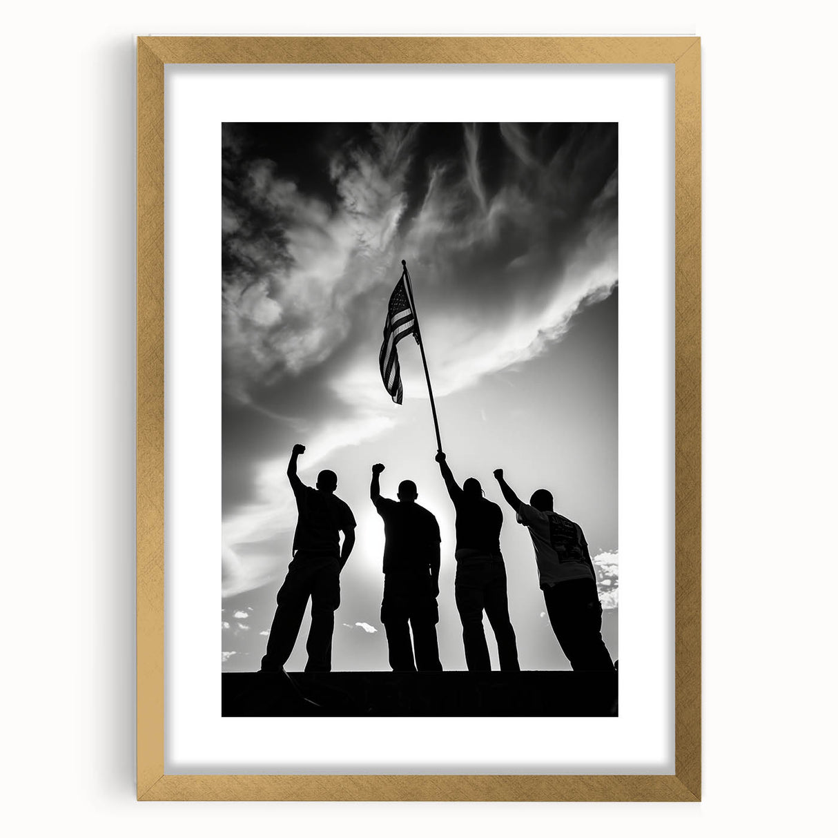 Patriotic Silhouettes & USA Flag - Independence Day Wall Art