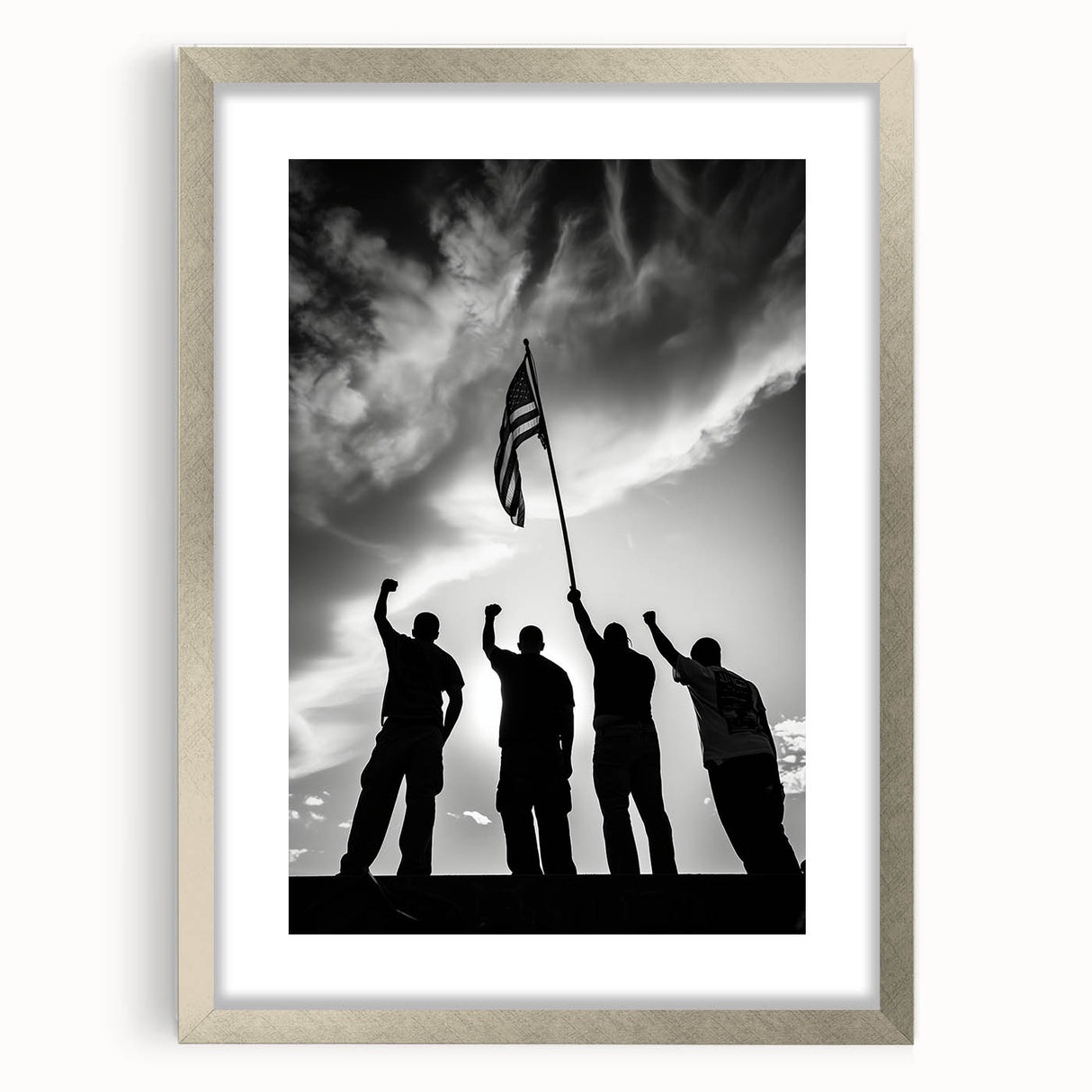 Patriotic Silhouettes & USA Flag - Independence Day Wall Art