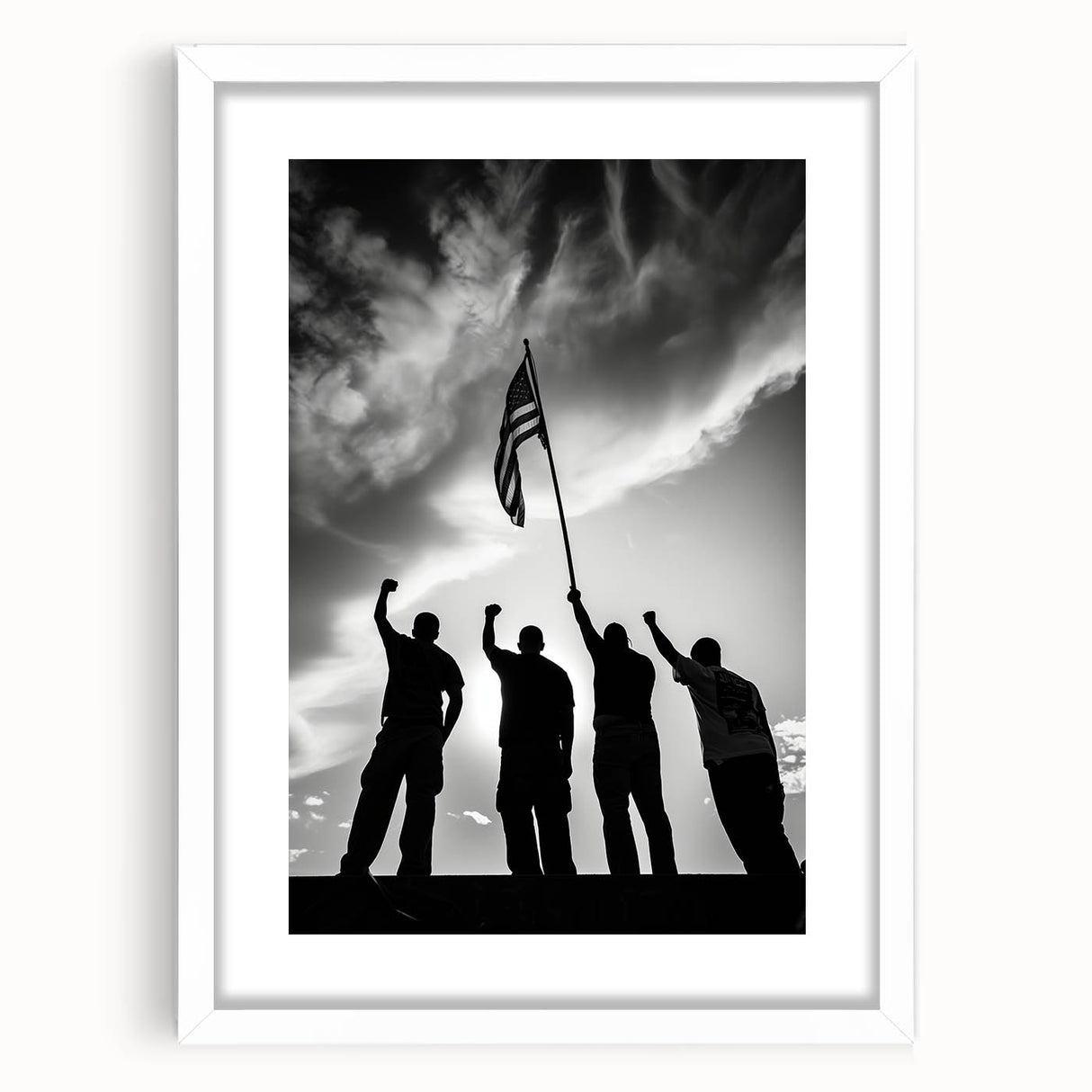 Patriotic Silhouettes & USA Flag - Independence Day Wall Art