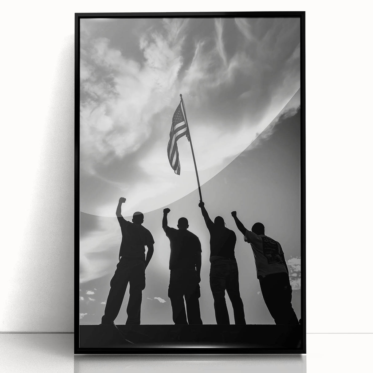 Patriotic Silhouettes & USA Flag - Independence Day Wall Art