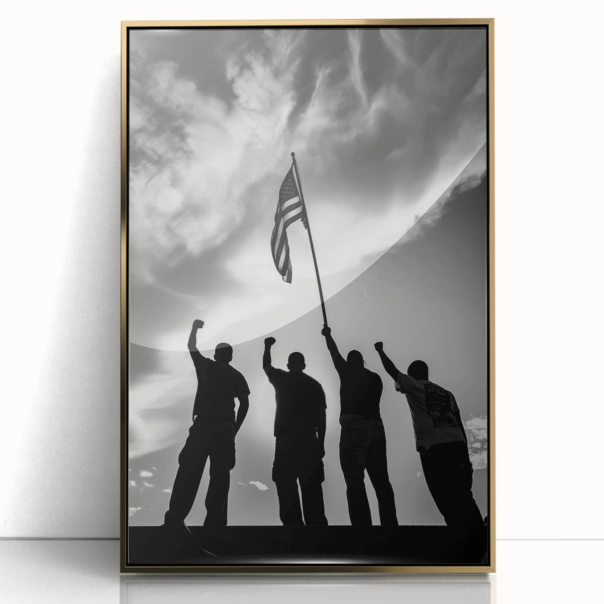 Patriotic Silhouettes & USA Flag - Independence Day Wall Art