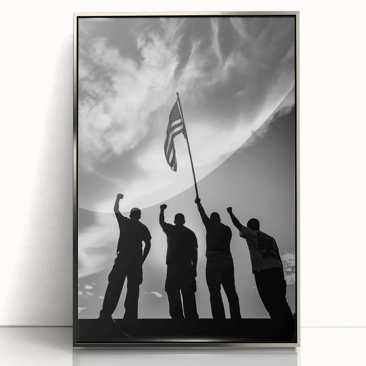 Patriotic Silhouettes & USA Flag - Independence Day Wall Art