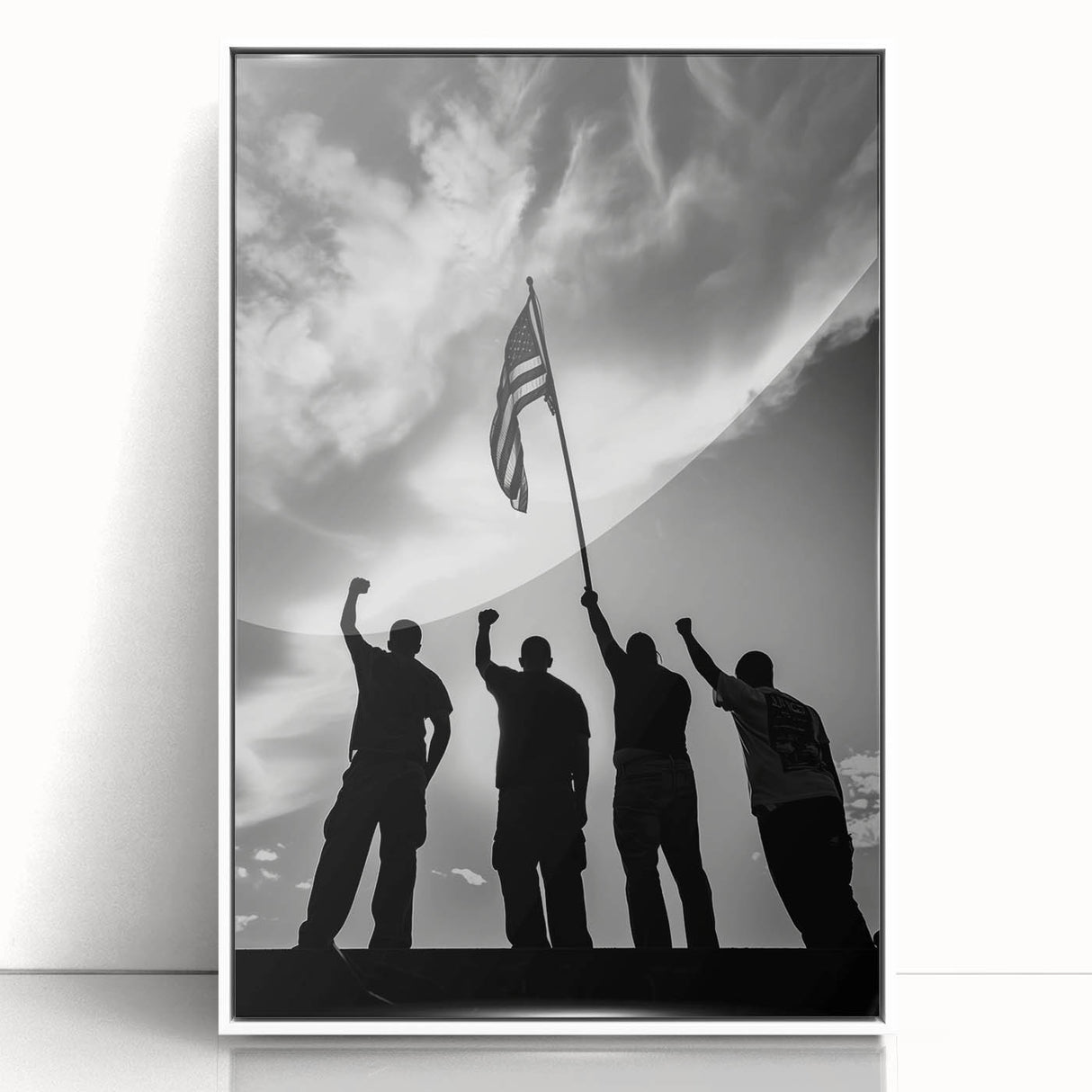 Patriotic Silhouettes & USA Flag - Independence Day Wall Art