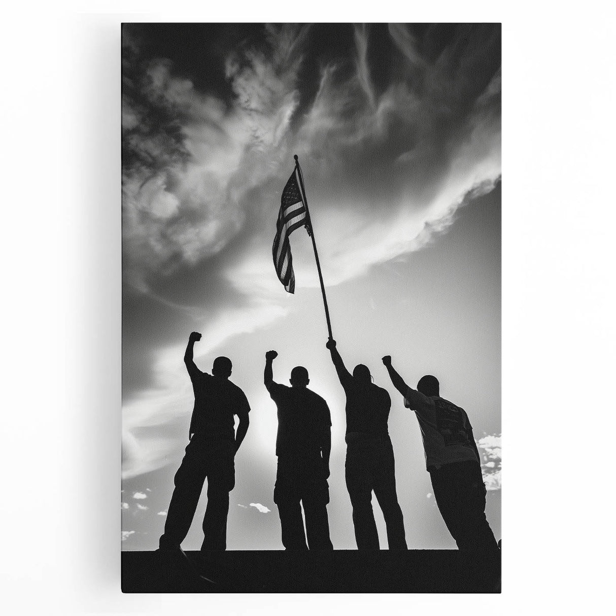 Patriotic Silhouettes & USA Flag - Independence Day Wall Art