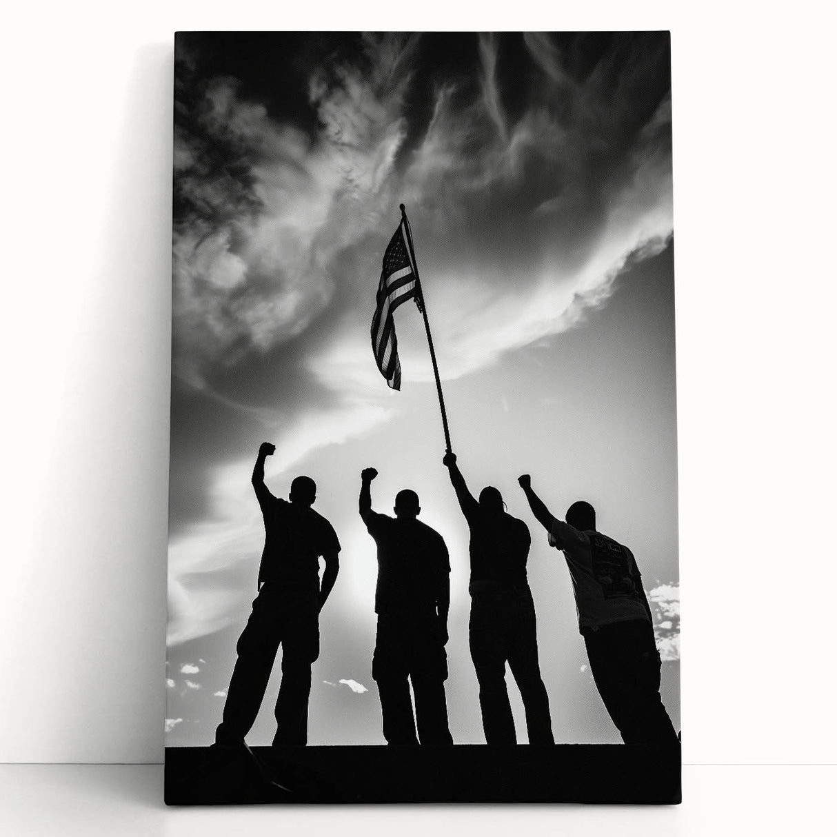 Patriotic Silhouettes & USA Flag - Independence Day Wall Art