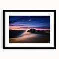Framed landscape artwork showcasing serene sand dunes in a black mat, ideal for modern home decor. Perfect for enhancing living spaces with natural beauty.