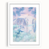 Dreamy Pastel Mountain Landscape - Soft Modern Art Print for Tranquil Decor