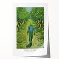 Impressionist-style floral art by Van Gogh on a rolled print, featuring vibrant blue and yellow tones.