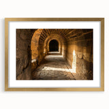Textured abstract art print depicting an Ethiopian landscape in earthy tones, framed in gold, ideal for bedroom art.