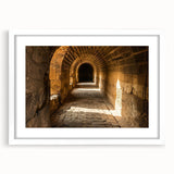 Extra large abstract art print of Ethiopian scenery in a white frame, featuring textured earth tones.