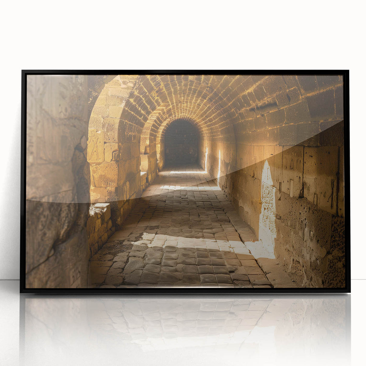 Large abstract wall art depicting an Ethiopian landscape in muted earth tones on a framed acrylic.