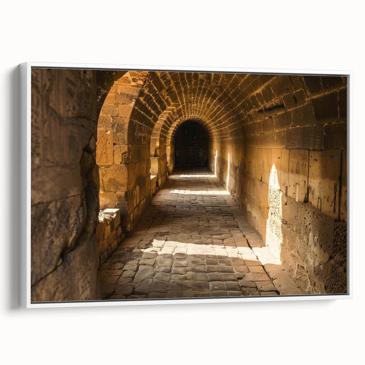 Framed canvas landscape painting of the Ethiopian scenery in muted earth tones, ideal for bedroom wall art.