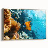 Landscape art painting of Mauritius with vibrant colors on a framed canvas, ideal for living room decor.