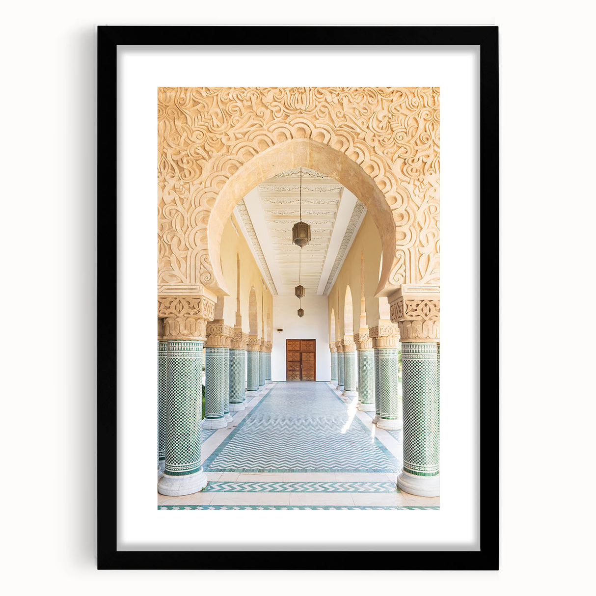 Extra large colorful abstract art print of a Moroccan landscape in vibrant hues on a textured canvas.