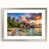 Textured art depicting abstract African scenery in muted earth tones on a silver-framed mat, ideal for bedroom decor.